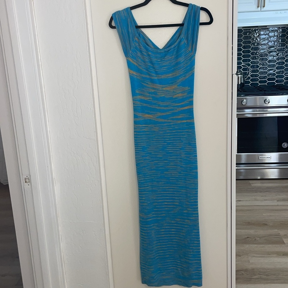 Lovers + Friends NWT Blue Ruched Cutout Knit Maxi Dress Size L - Picture 3 of 7